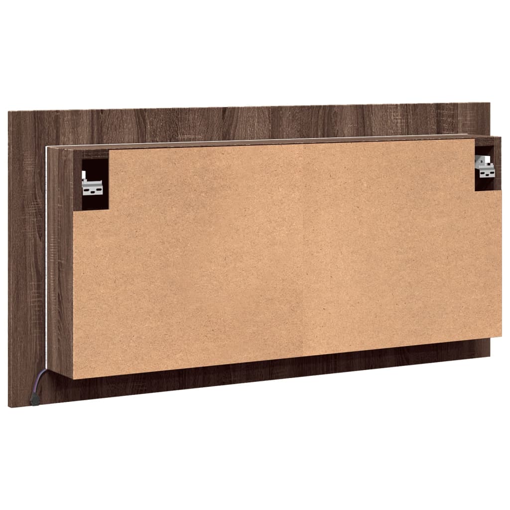 Badkamerkast met spiegel en LED 90x12x45 acryl bruineikenkleur is nu te koop bij PeponiXL, paradijselijk wonen!