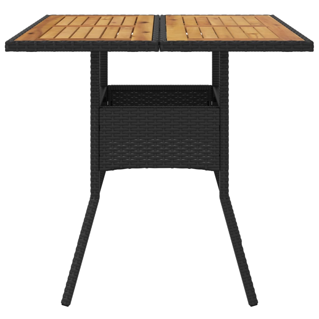Tuintafel met acaciahouten blad 80x80x75 cm poly rattan zwart is nu te koop bij PeponiXL, paradijselijk wonen!