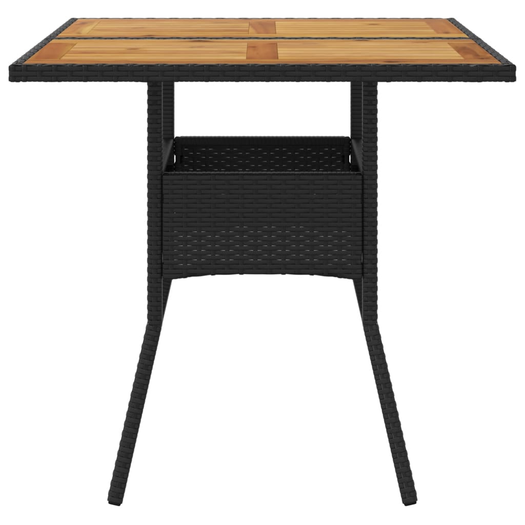 Tuintafel met acaciahouten blad 80x80x75 cm poly rattan zwart is nu te koop bij PeponiXL, paradijselijk wonen!