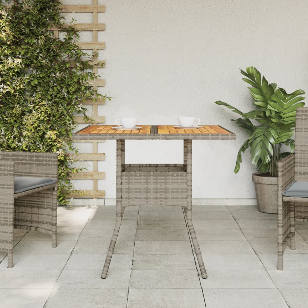 Tuintafel met acaciahouten blad 80x80x75 cm poly rattan grijs is nu te koop bij PeponiXL, paradijselijk wonen!