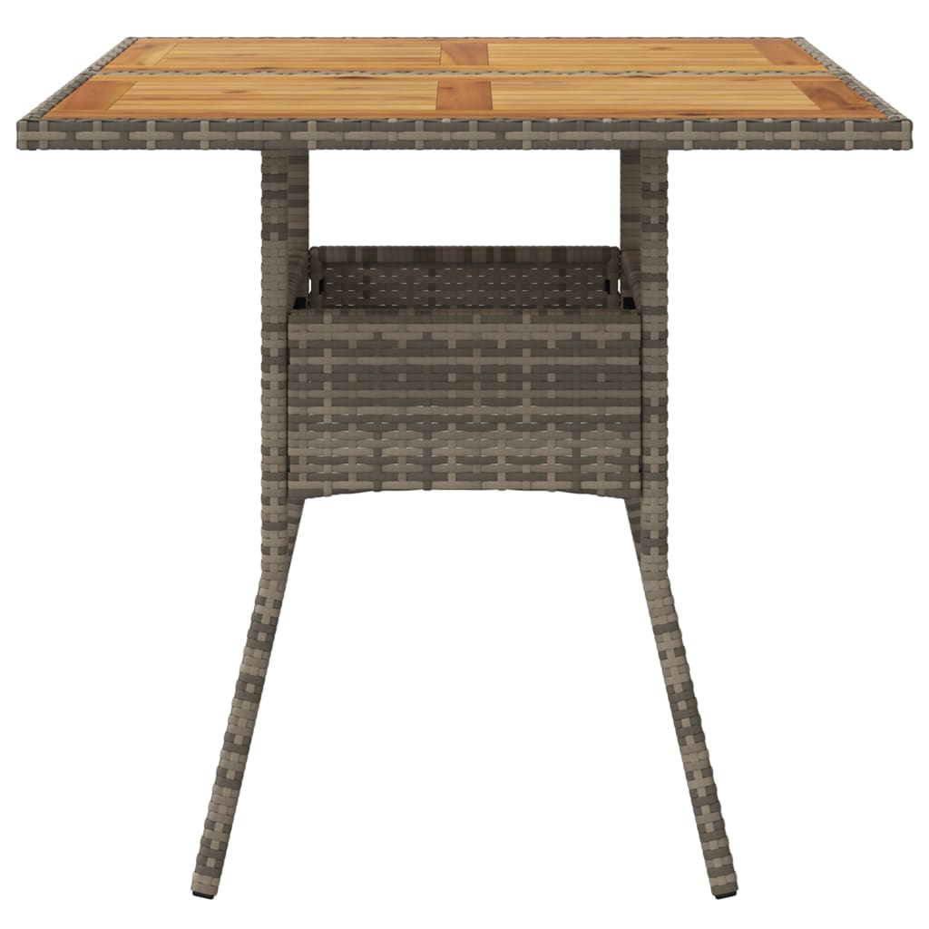 Tuintafel met acaciahouten blad 80x80x75 cm poly rattan grijs is nu te koop bij PeponiXL, paradijselijk wonen!