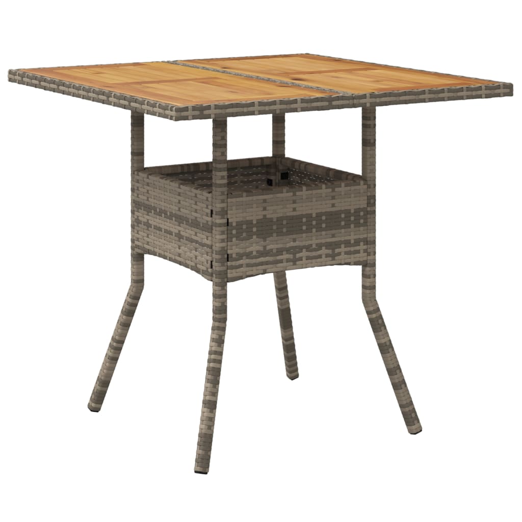 Tuintafel met acaciahouten blad 80x80x75 cm poly rattan grijs is nu te koop bij PeponiXL, paradijselijk wonen!