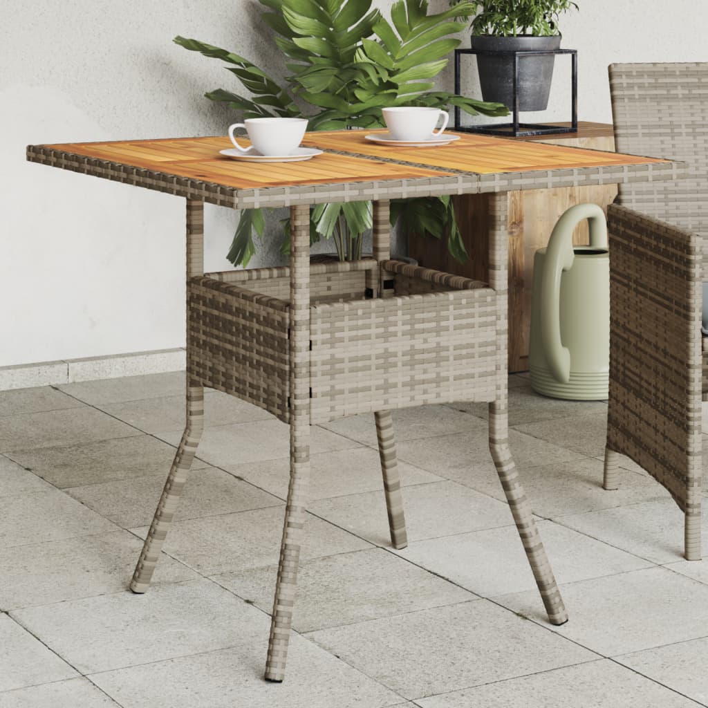 Tuintafel met acaciahouten blad 80x80x75 cm poly rattan grijs is nu te koop bij PeponiXL, paradijselijk wonen!