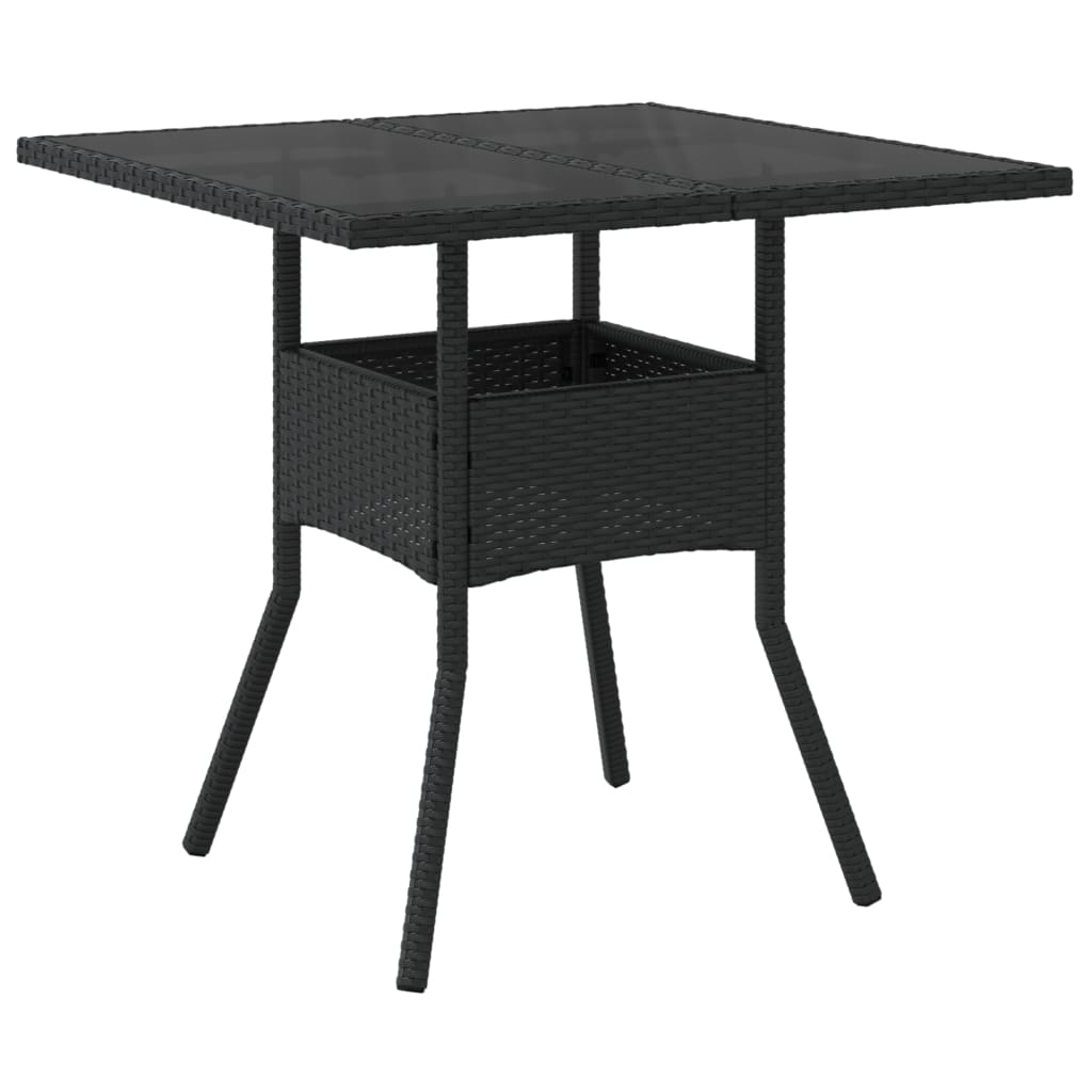 Tuintafel met glazen blad 80x80x75 cm poly rattan zwart is nu te koop bij PeponiXL, paradijselijk wonen!