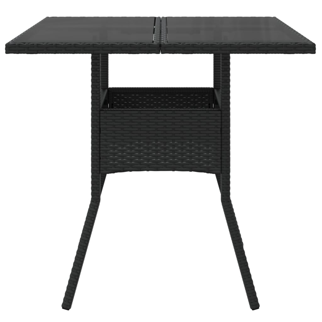 Tuintafel met glazen blad 80x80x75 cm poly rattan zwart is nu te koop bij PeponiXL, paradijselijk wonen!