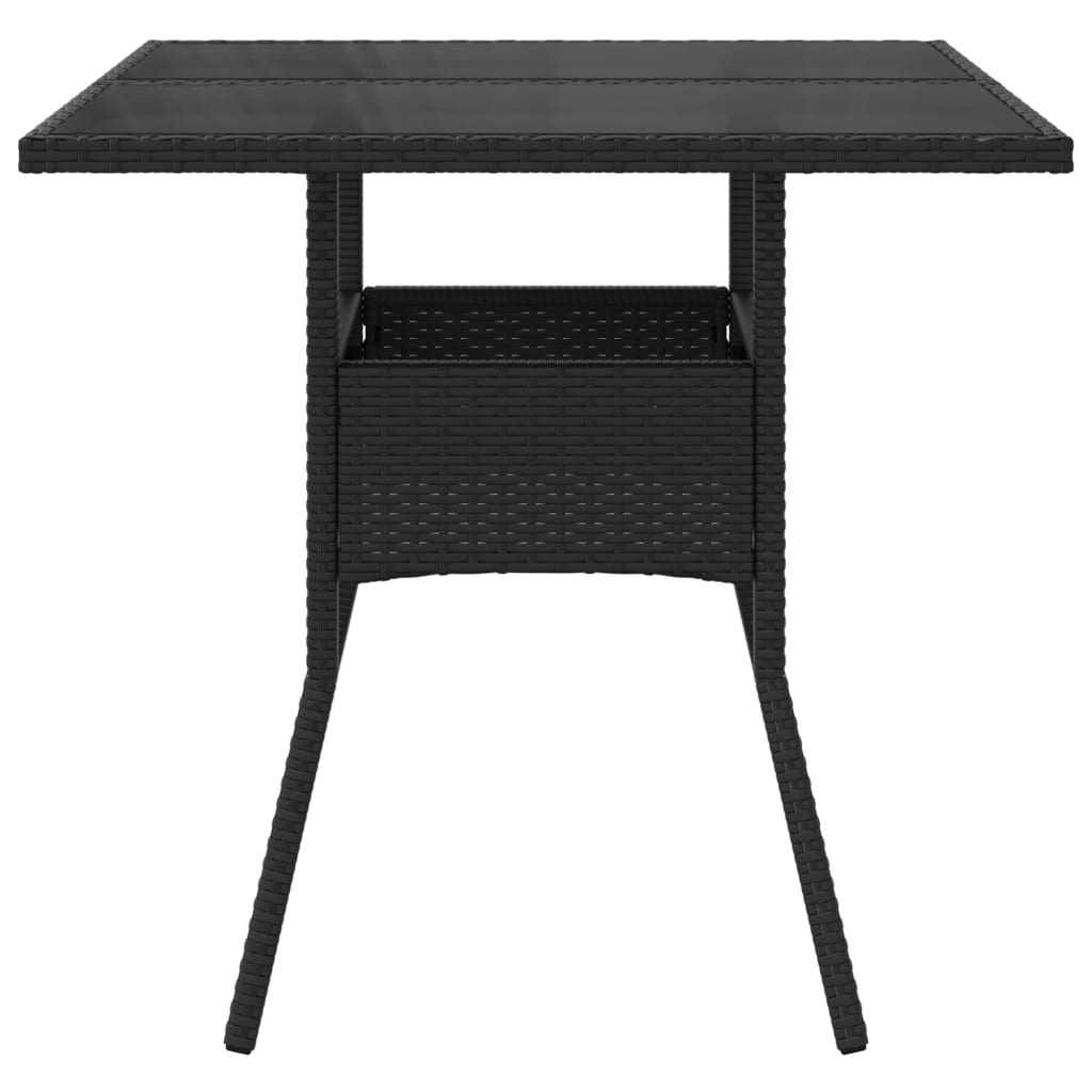 Tuintafel met glazen blad 80x80x75 cm poly rattan zwart is nu te koop bij PeponiXL, paradijselijk wonen!