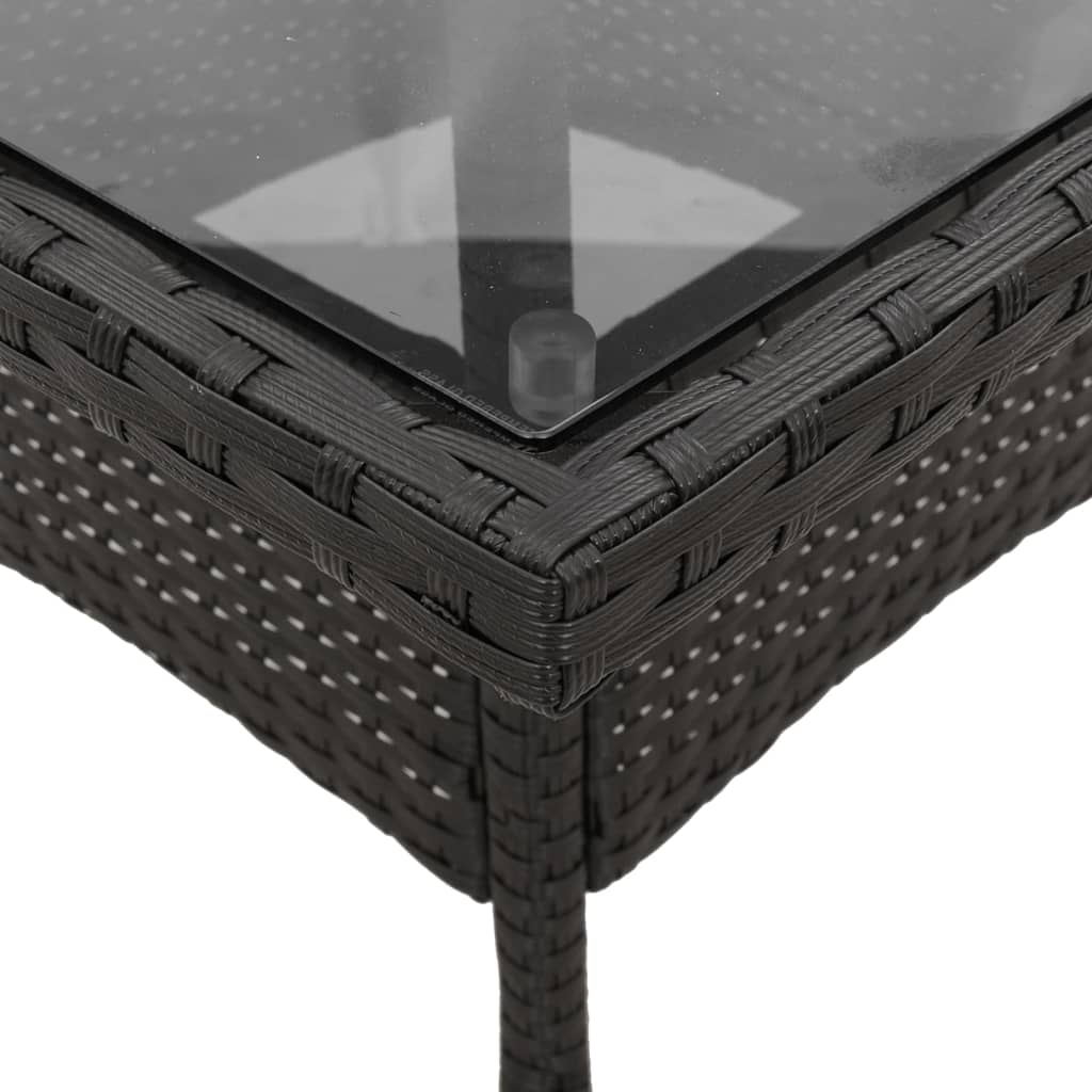 Tuintafel met glazen blad 80x80x75 cm poly rattan zwart is nu te koop bij PeponiXL, paradijselijk wonen!