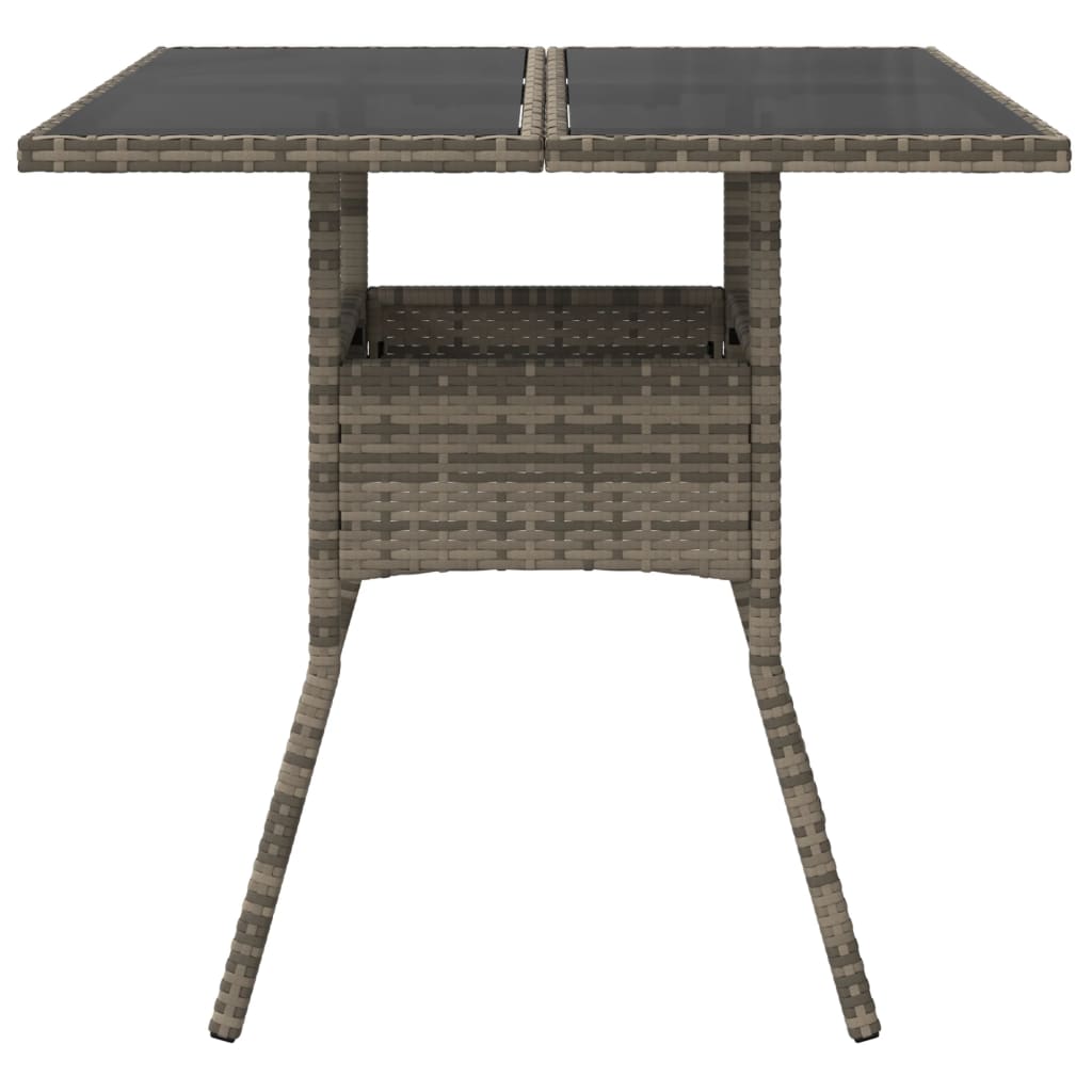 Tuintafel met glazen blad 80x80x75 cm poly rattan grijs is nu te koop bij PeponiXL, paradijselijk wonen!