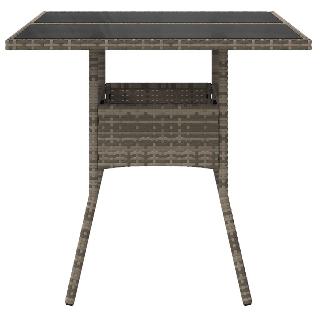 Tuintafel met glazen blad 80x80x75 cm poly rattan grijs is nu te koop bij PeponiXL, paradijselijk wonen!
