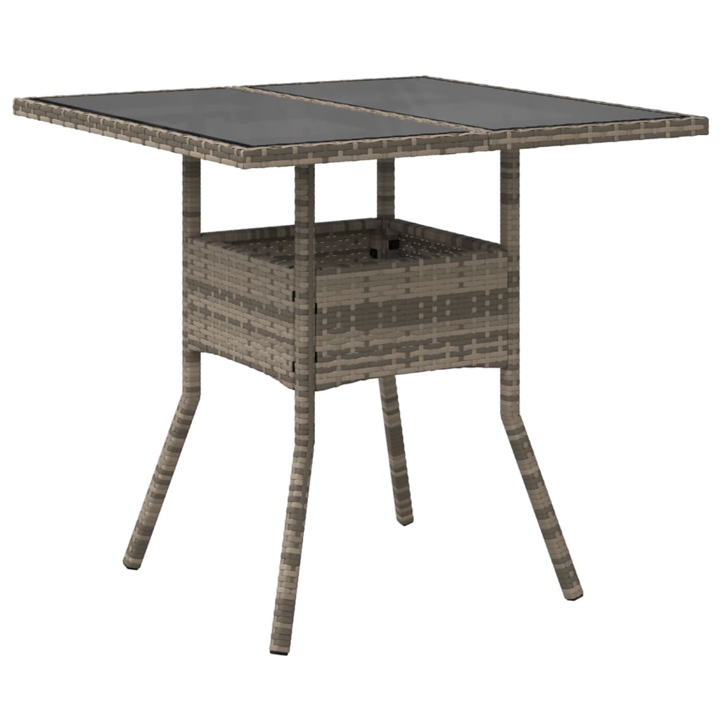 Tuintafel met glazen blad 80x80x75 cm poly rattan grijs is nu te koop bij PeponiXL, paradijselijk wonen!
