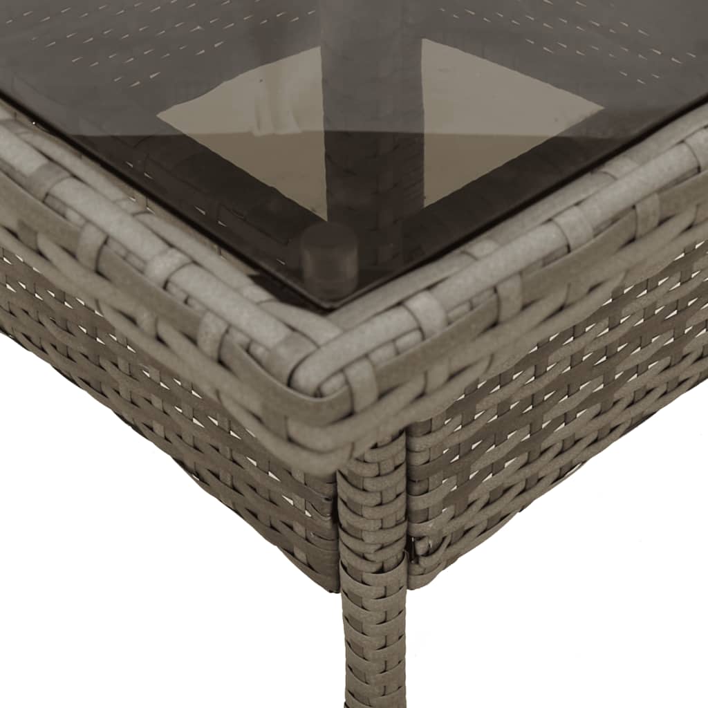 Tuintafel met glazen blad 80x80x75 cm poly rattan grijs is nu te koop bij PeponiXL, paradijselijk wonen!