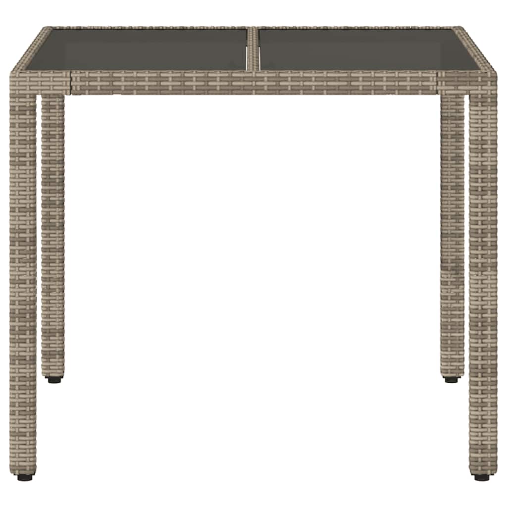 Tuintafel met glazen blad 90x90x75 cm poly rattan grijs is nu te koop bij PeponiXL, paradijselijk wonen!