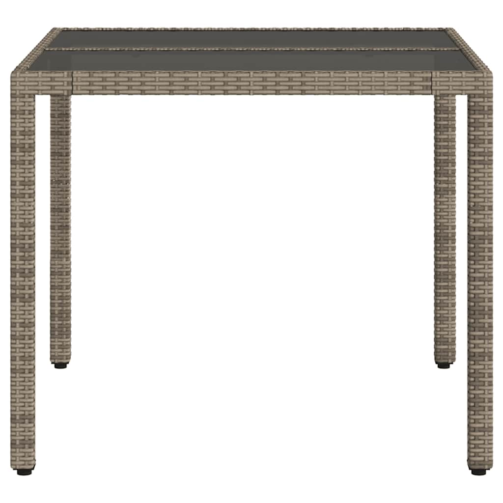 Tuintafel met glazen blad 90x90x75 cm poly rattan grijs is nu te koop bij PeponiXL, paradijselijk wonen!