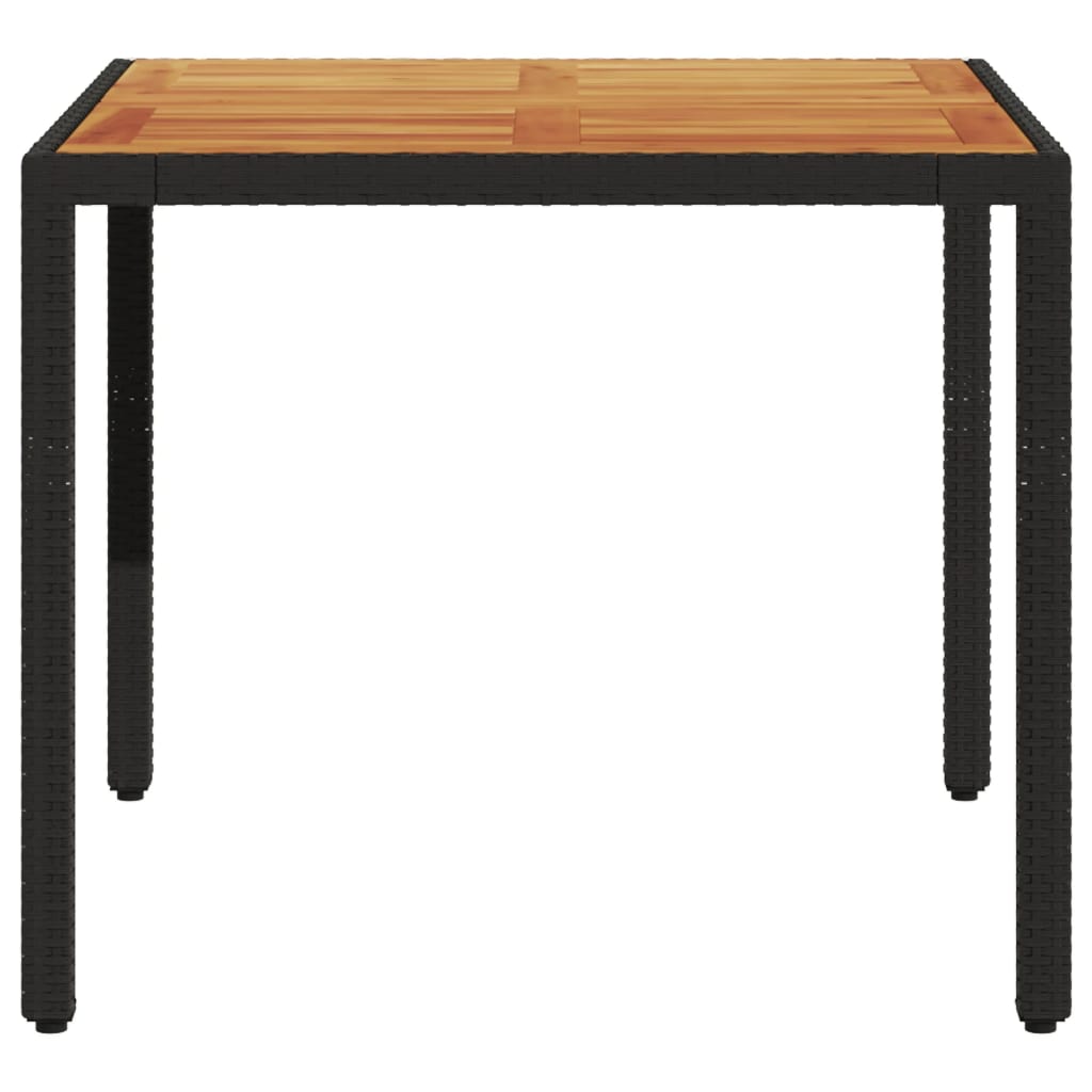Tuintafel met acaciahouten blad 90x90x75 cm poly rattan zwart is nu te koop bij PeponiXL, paradijselijk wonen!