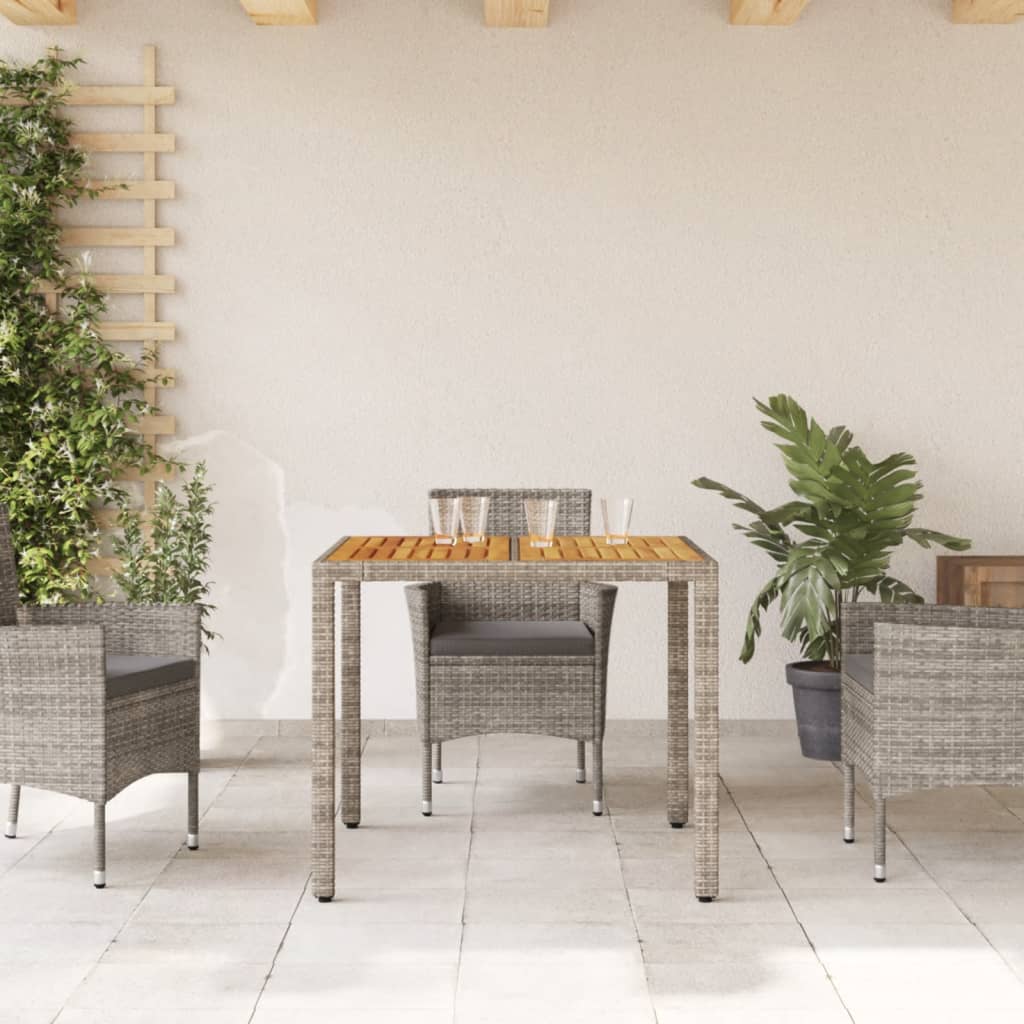 Tuintafel met acaciahouten blad 90x90x75 cm poly rattan grijs is nu te koop bij PeponiXL, paradijselijk wonen!