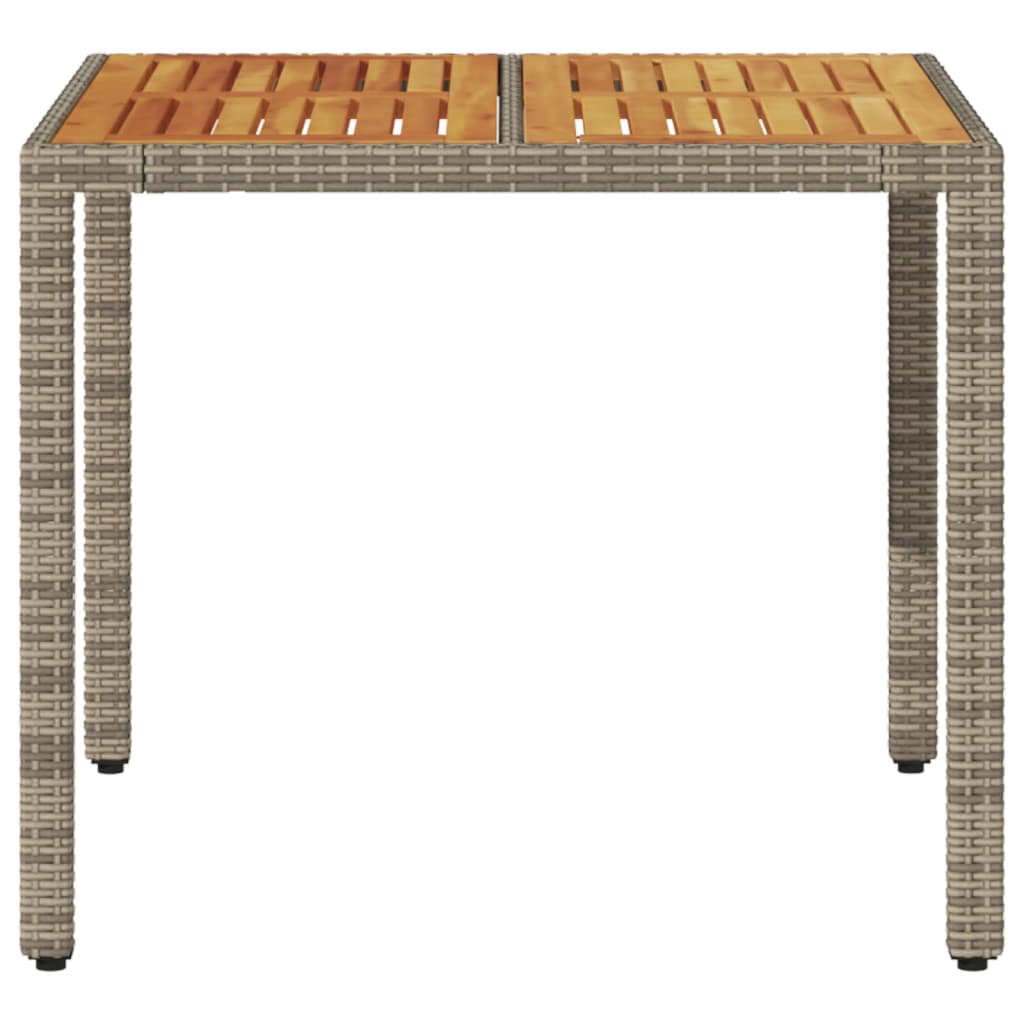 Tuintafel met acaciahouten blad 90x90x75 cm poly rattan grijs is nu te koop bij PeponiXL, paradijselijk wonen!