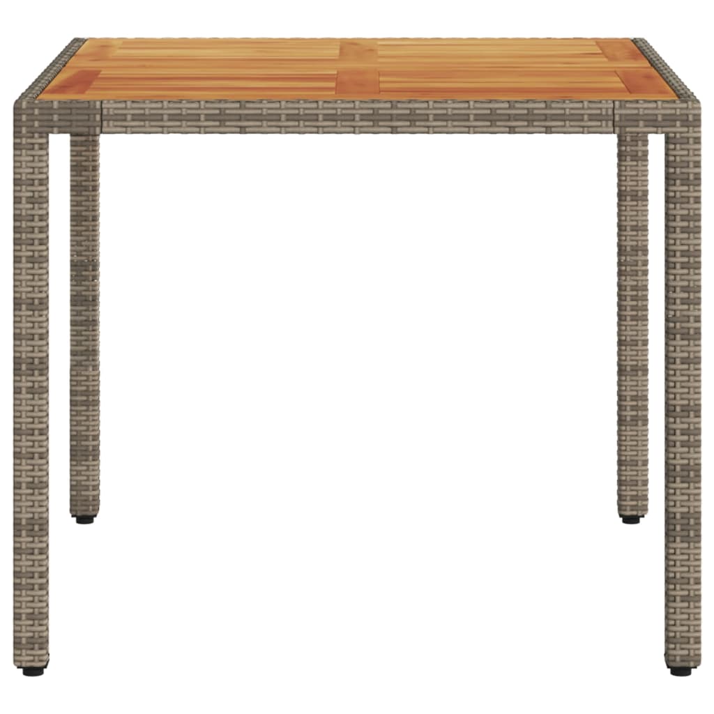 Tuintafel met acaciahouten blad 90x90x75 cm poly rattan grijs is nu te koop bij PeponiXL, paradijselijk wonen!