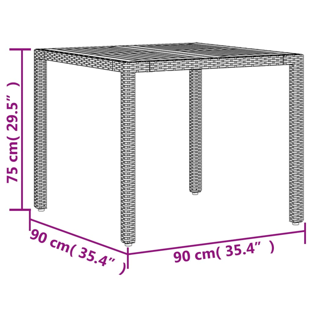 Tuintafel met acaciahouten blad 90x90x75 cm poly rattan grijs is nu te koop bij PeponiXL, paradijselijk wonen!