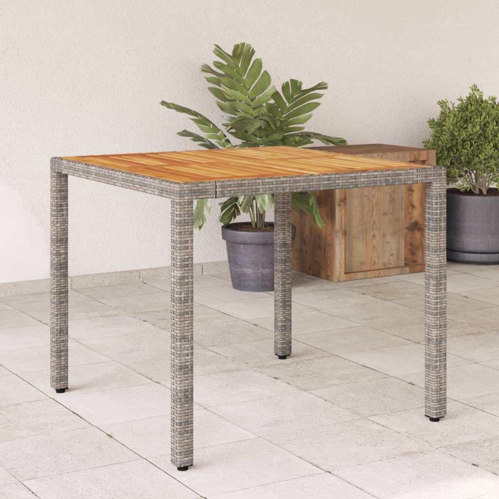 Tuintafel met acaciahouten blad 90x90x75 cm poly rattan grijs is nu te koop bij PeponiXL, paradijselijk wonen!