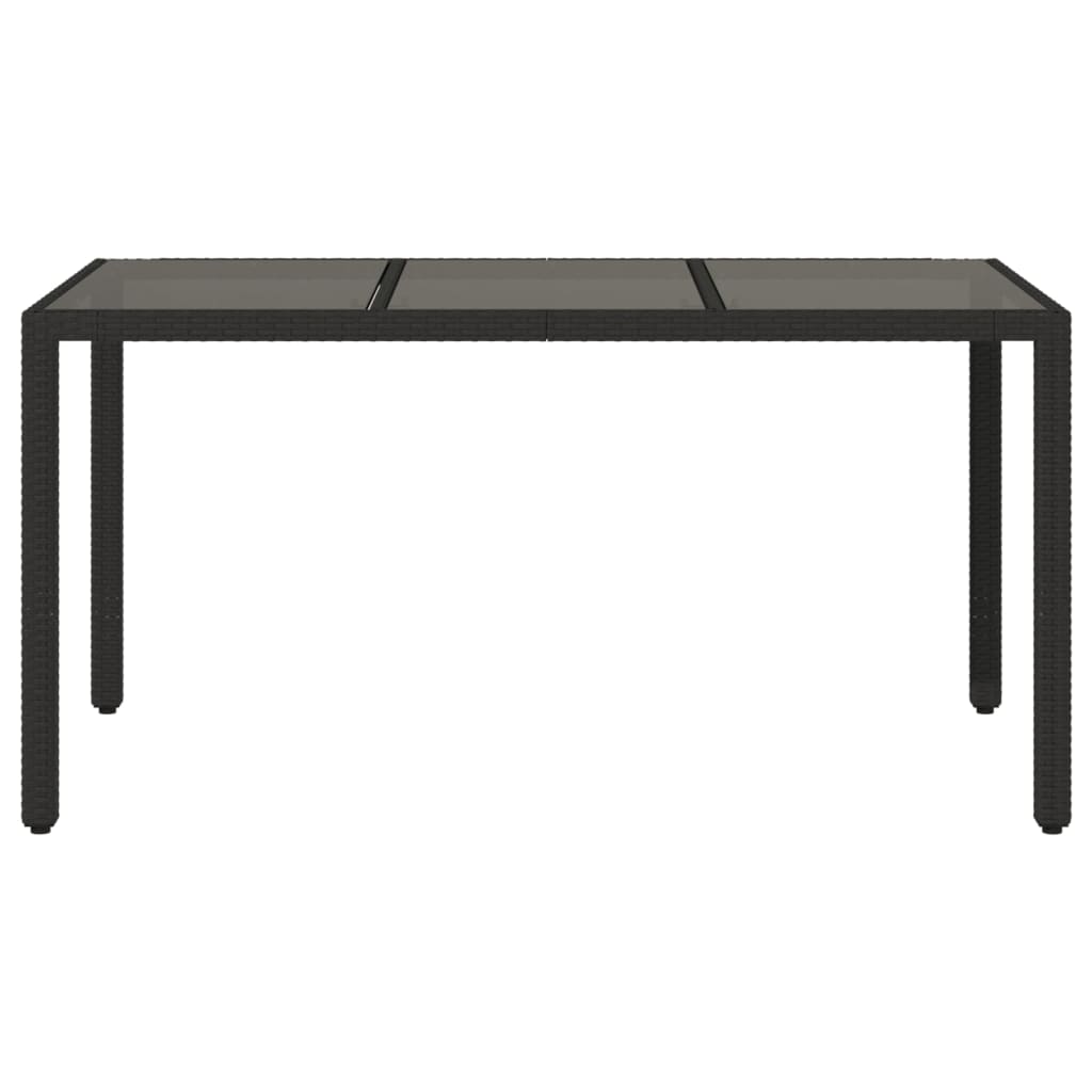 Tuintafel met glazen blad 150x90x75 cm poly rattan zwart is nu te koop bij PeponiXL, paradijselijk wonen!