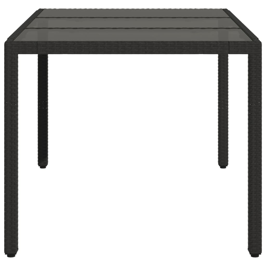 Tuintafel met glazen blad 150x90x75 cm poly rattan zwart is nu te koop bij PeponiXL, paradijselijk wonen!