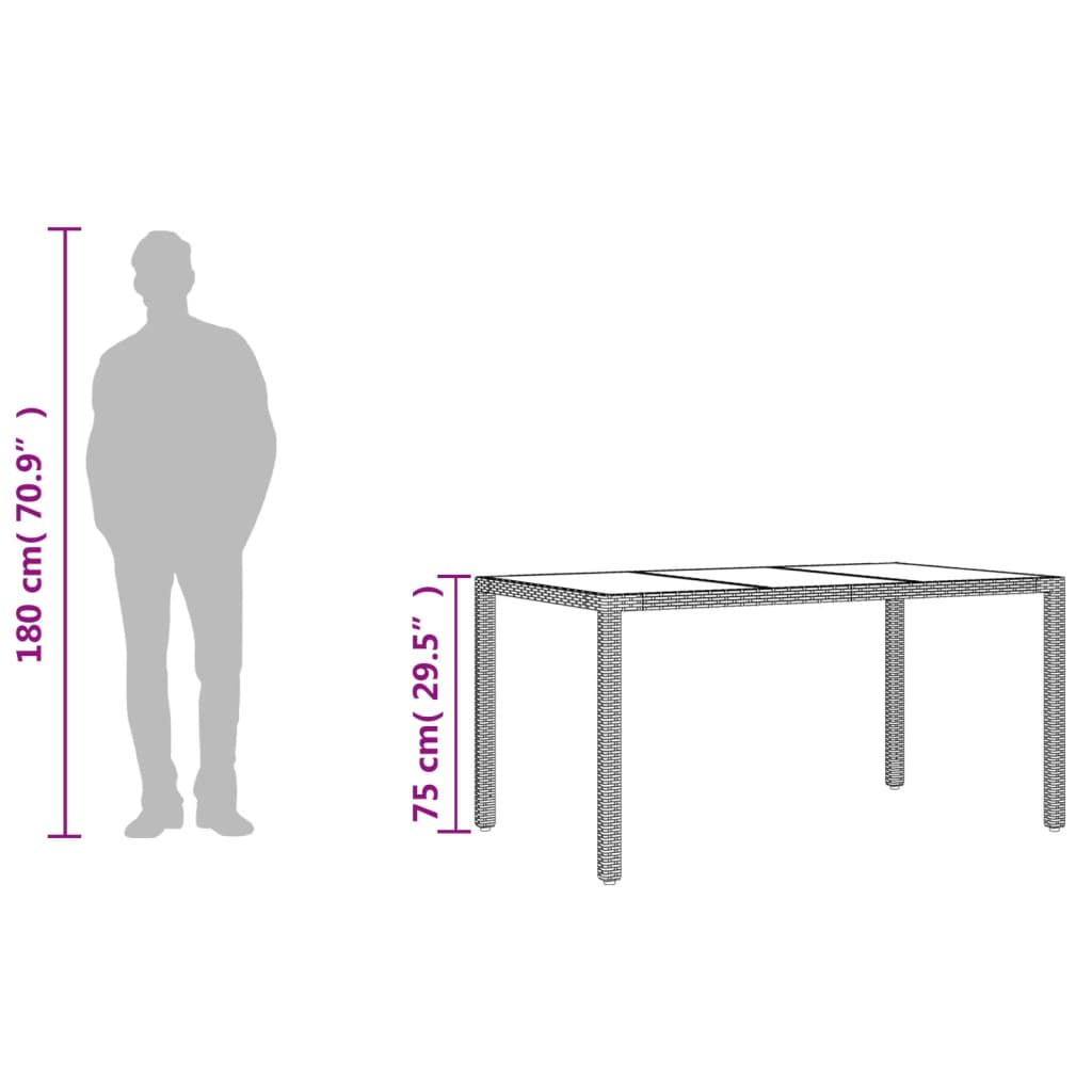Tuintafel met glazen blad 150x90x75 cm poly rattan zwart is nu te koop bij PeponiXL, paradijselijk wonen!