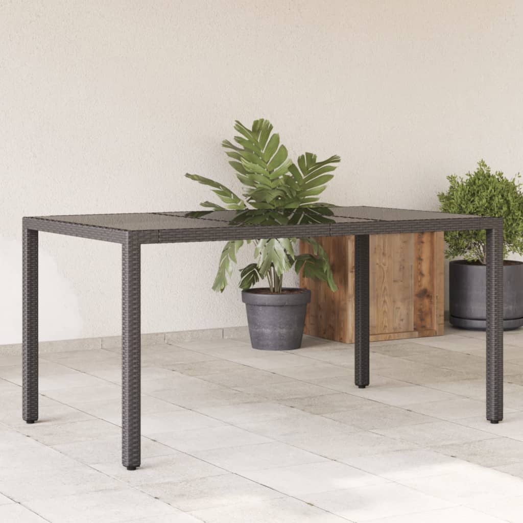 Tuintafel met glazen blad 150x90x75 cm poly rattan zwart is nu te koop bij PeponiXL, paradijselijk wonen!