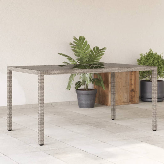 Tuintafel met glazen blad 150x90x75 cm poly rattan grijs is nu te koop bij PeponiXL, paradijselijk wonen!