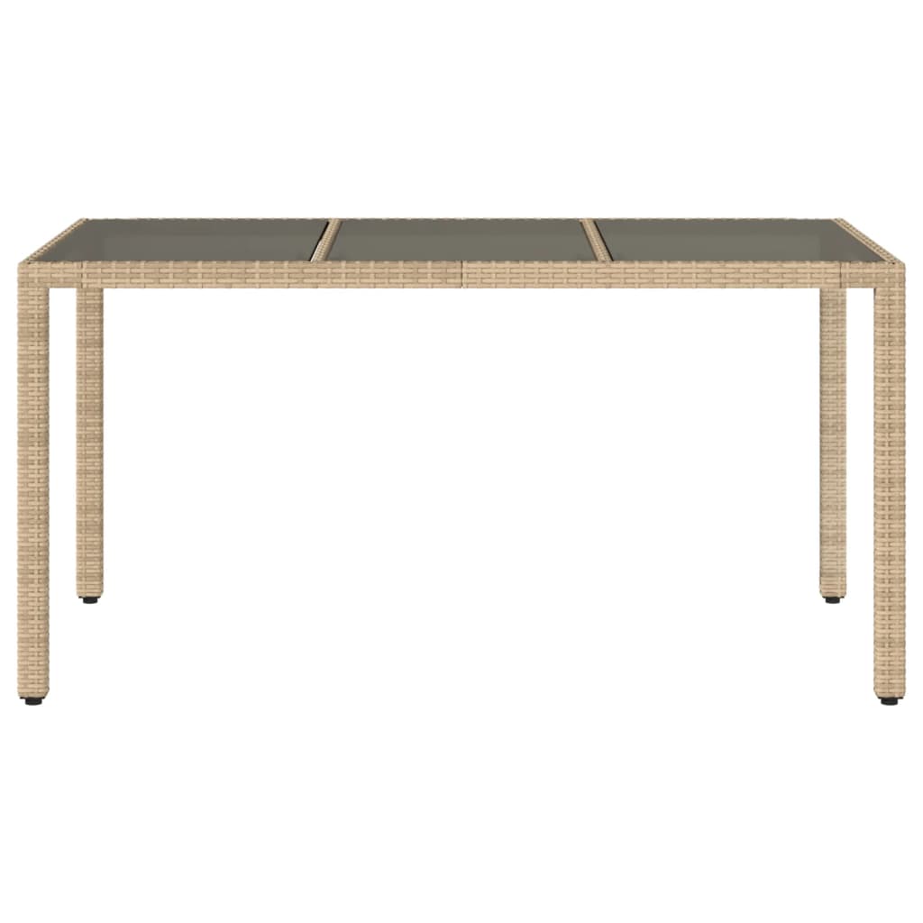 Tuintafel met glazen blad 150x90x75 cm poly rattan beige is nu te koop bij PeponiXL, paradijselijk wonen!