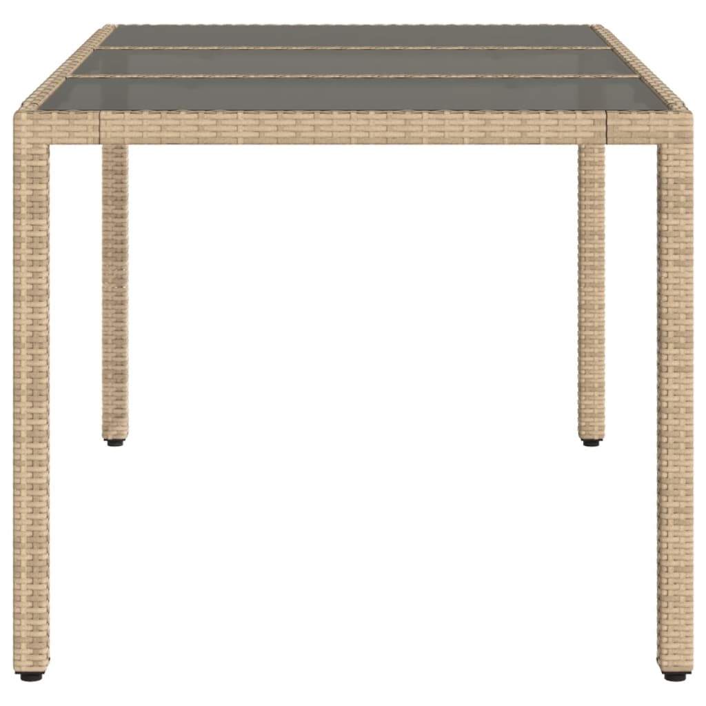 Tuintafel met glazen blad 150x90x75 cm poly rattan beige is nu te koop bij PeponiXL, paradijselijk wonen!