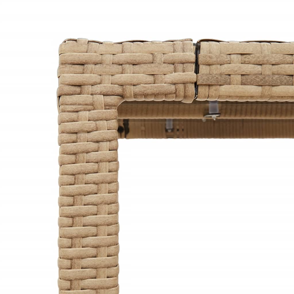 Tuintafel met glazen blad 150x90x75 cm poly rattan beige is nu te koop bij PeponiXL, paradijselijk wonen!