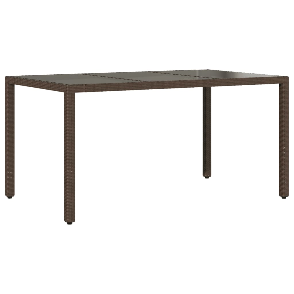 Tuintafel met glazen blad 150x90x75 cm poly rattan bruin is nu te koop bij PeponiXL, paradijselijk wonen!