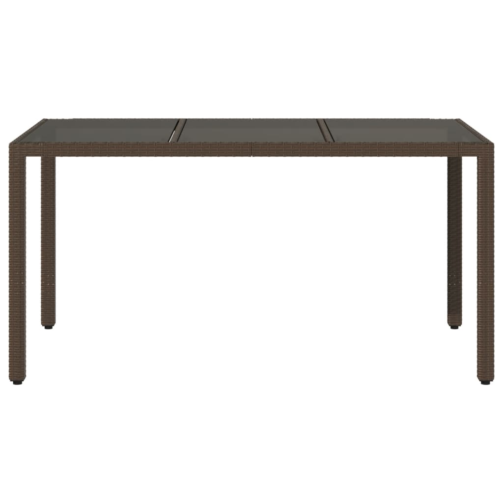 Tuintafel met glazen blad 150x90x75 cm poly rattan bruin is nu te koop bij PeponiXL, paradijselijk wonen!