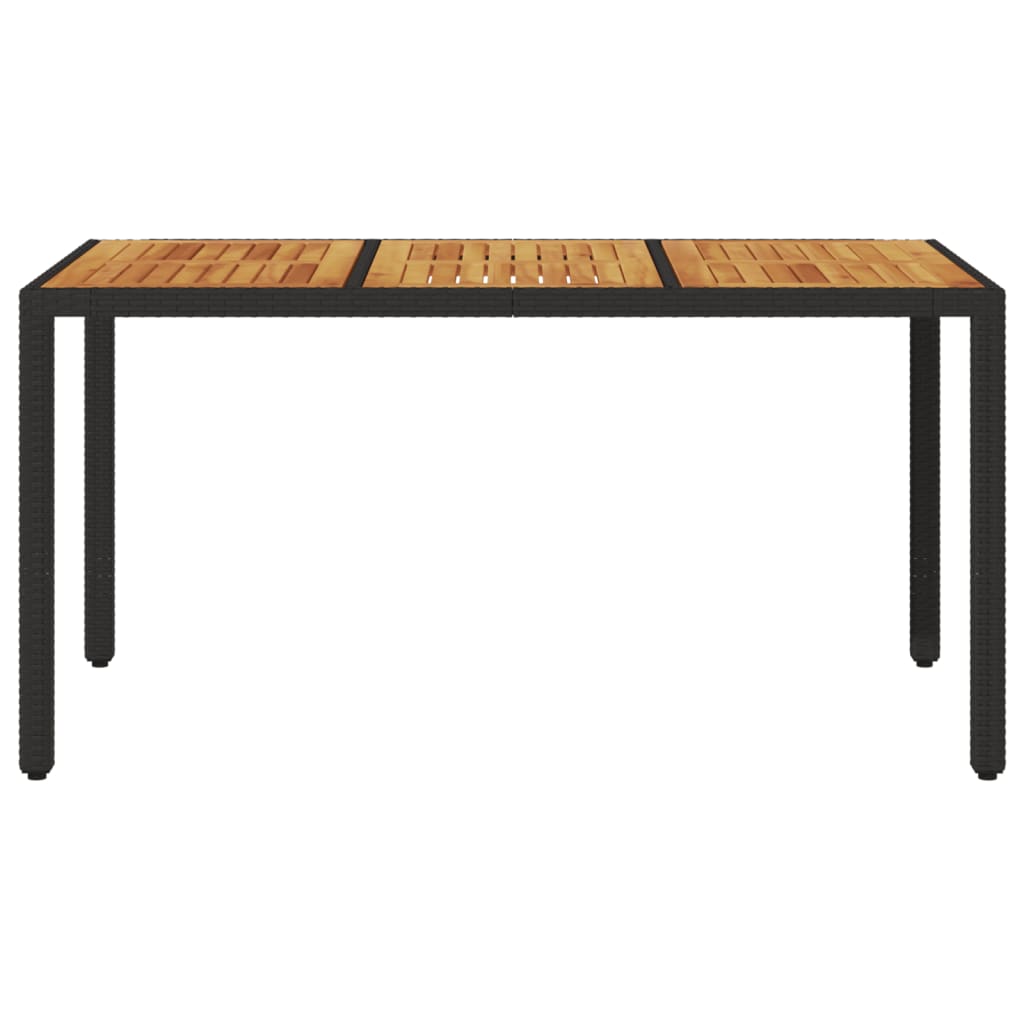 Tuintafel met acaciahouten blad 150x90x75 cm poly rattan zwart is nu te koop bij PeponiXL, paradijselijk wonen!