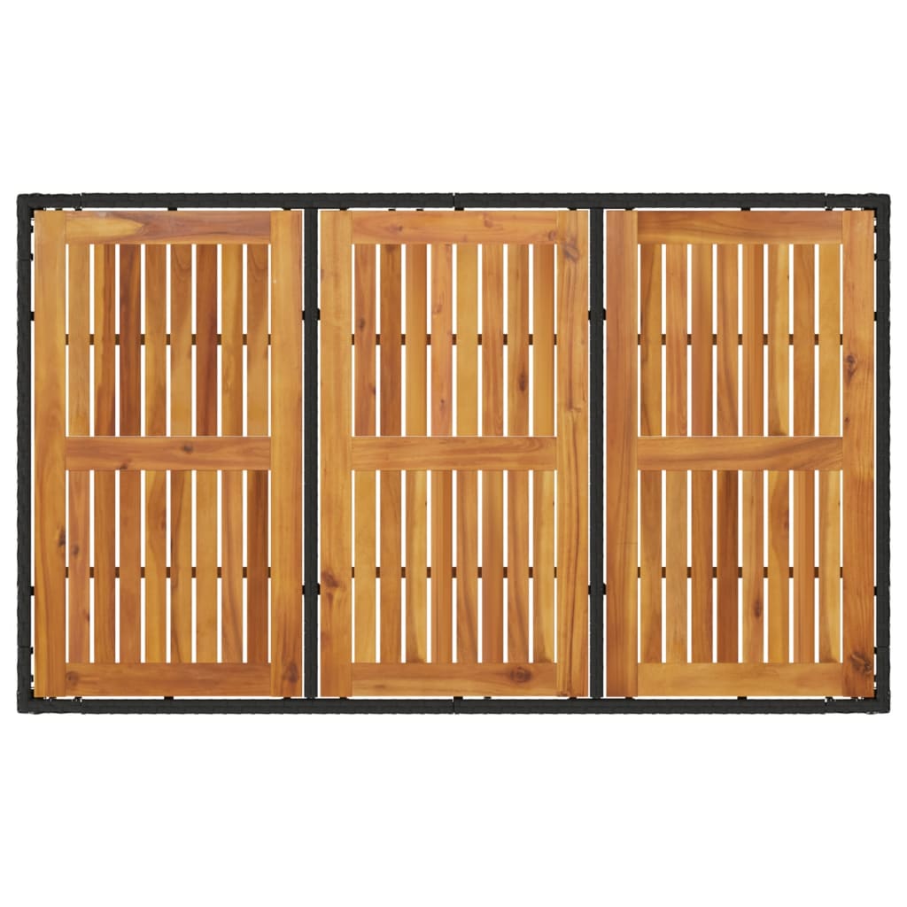 Tuintafel met acaciahouten blad 150x90x75 cm poly rattan zwart is nu te koop bij PeponiXL, paradijselijk wonen!