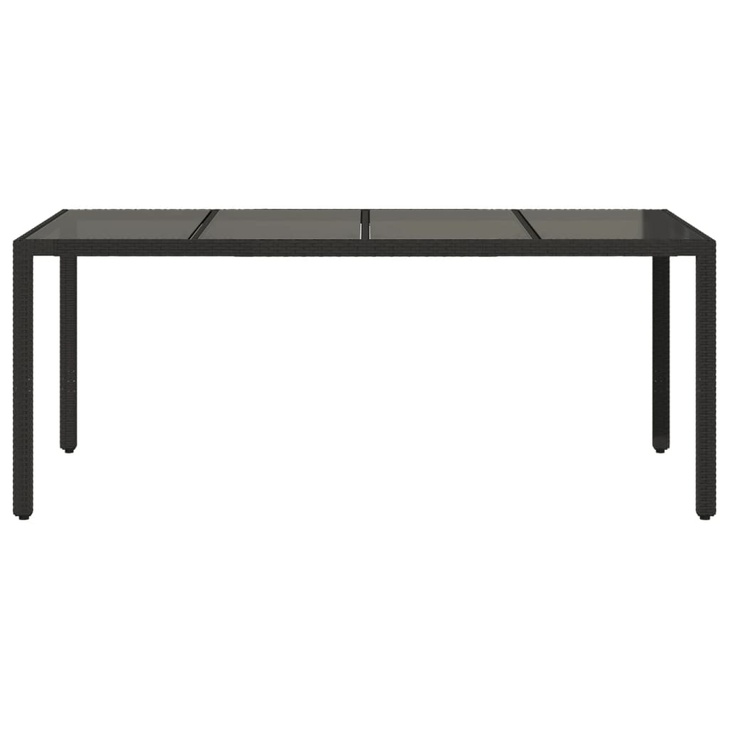 Tuintafel met glazen blad 190x90x75 cm poly rattan zwart is nu te koop bij PeponiXL, paradijselijk wonen!