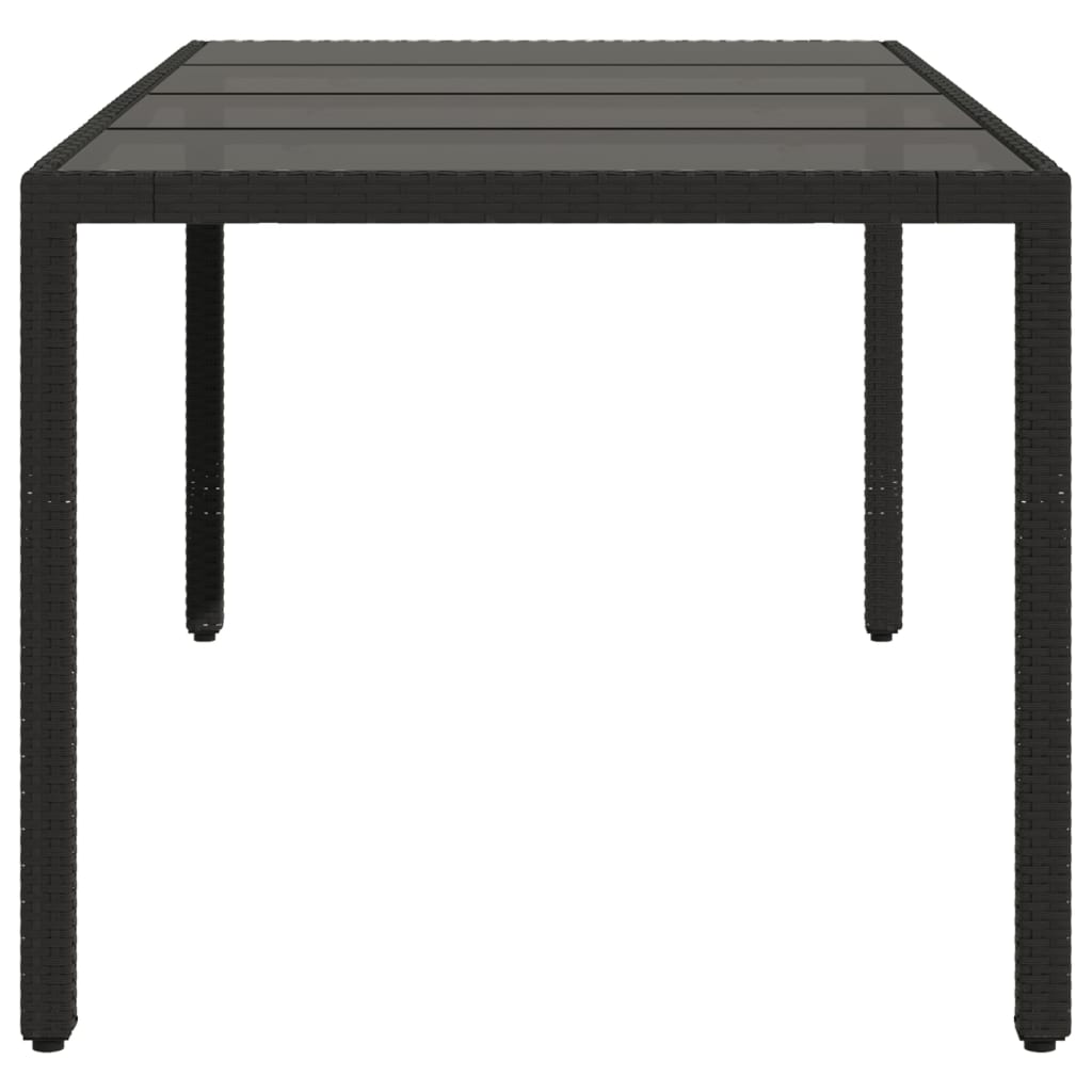 Tuintafel met glazen blad 190x90x75 cm poly rattan zwart is nu te koop bij PeponiXL, paradijselijk wonen!