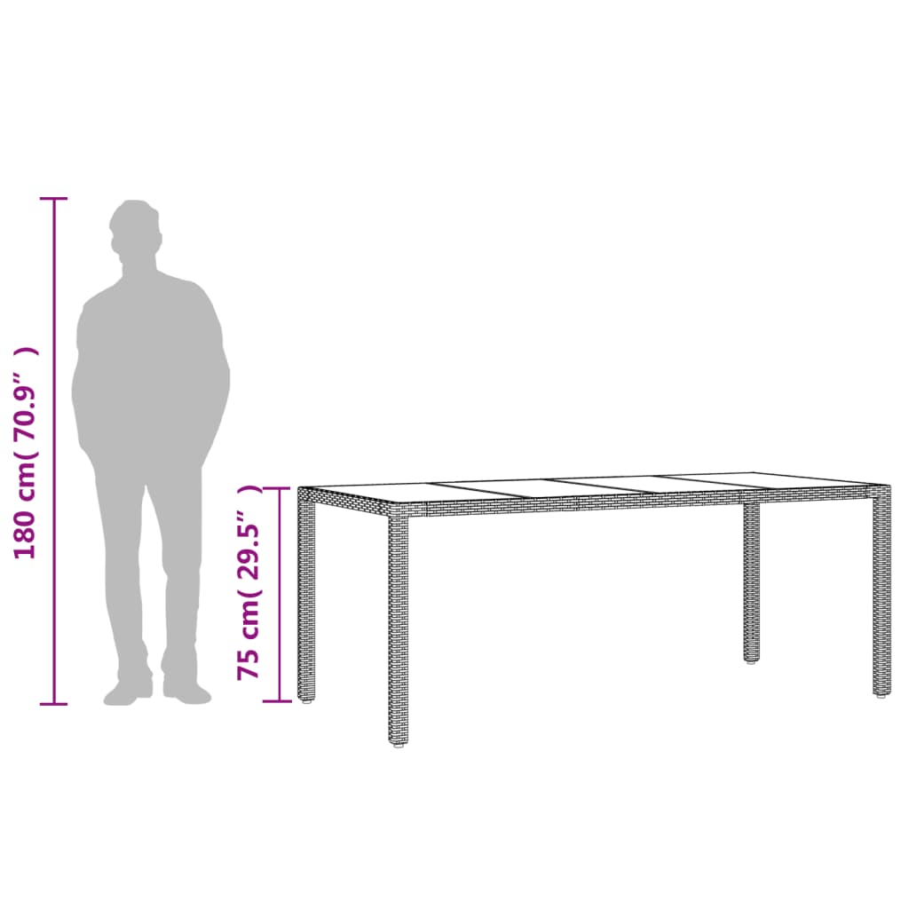 Tuintafel met glazen blad 190x90x75 cm poly rattan zwart is nu te koop bij PeponiXL, paradijselijk wonen!