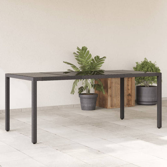 Tuintafel met glazen blad 190x90x75 cm poly rattan zwart is nu te koop bij PeponiXL, paradijselijk wonen!