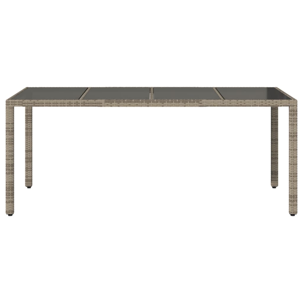 Tuintafel met glazen blad 190x90x75 cm poly rattan grijs is nu te koop bij PeponiXL, paradijselijk wonen!