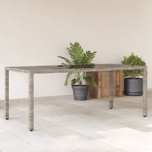 Tuintafel met glazen blad 190x90x75 cm poly rattan grijs is nu te koop bij PeponiXL, paradijselijk wonen!
