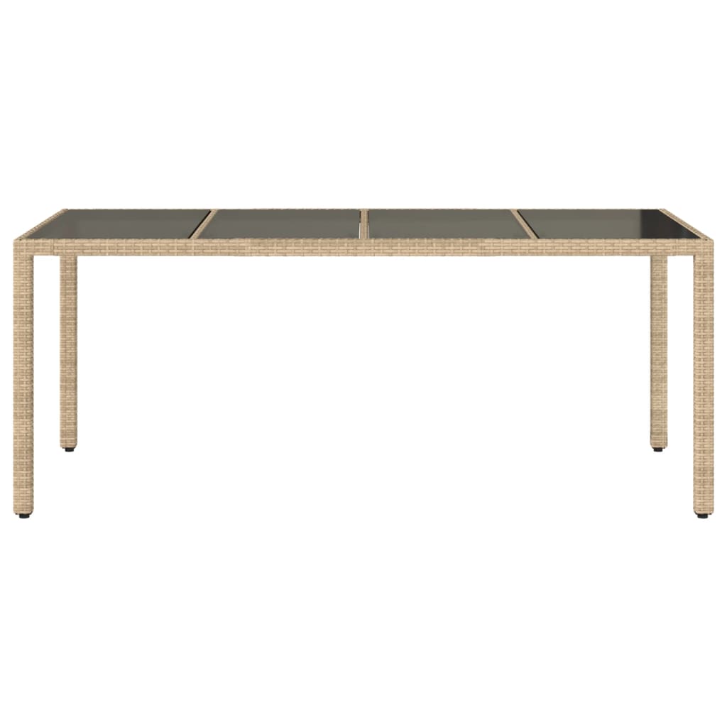 Tuintafel met glazen blad 190x90x75 cm poly rattan beige is nu te koop bij PeponiXL, paradijselijk wonen!