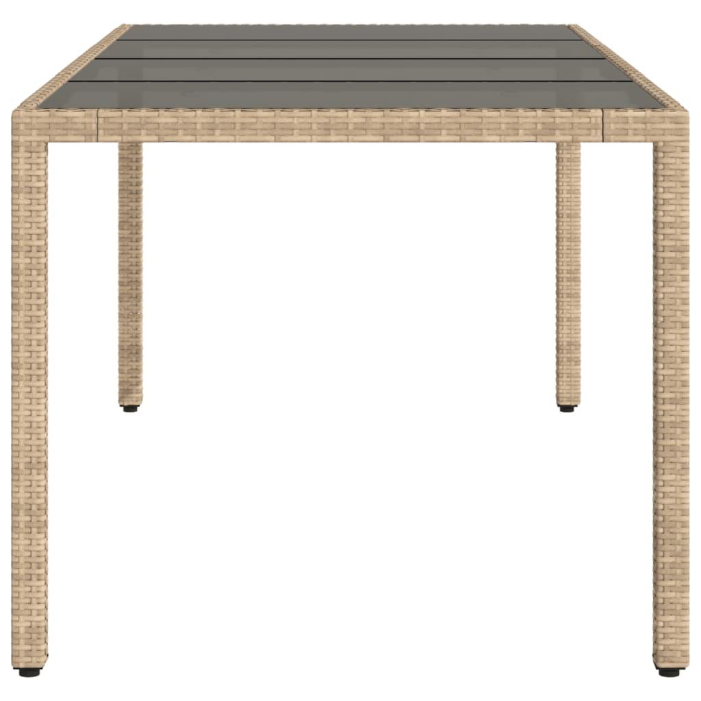 Tuintafel met glazen blad 190x90x75 cm poly rattan beige is nu te koop bij PeponiXL, paradijselijk wonen!