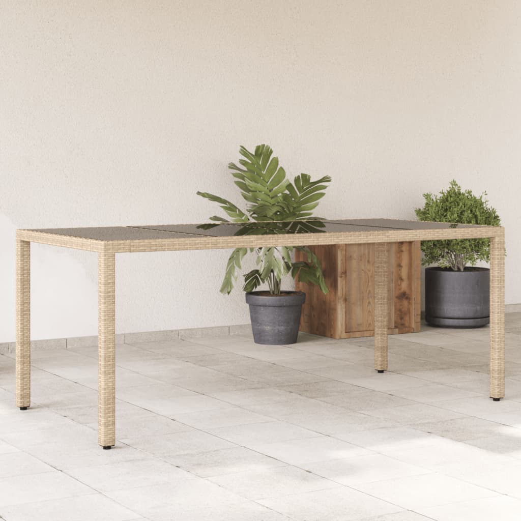 Tuintafel met glazen blad 190x90x75 cm poly rattan beige is nu te koop bij PeponiXL, paradijselijk wonen!