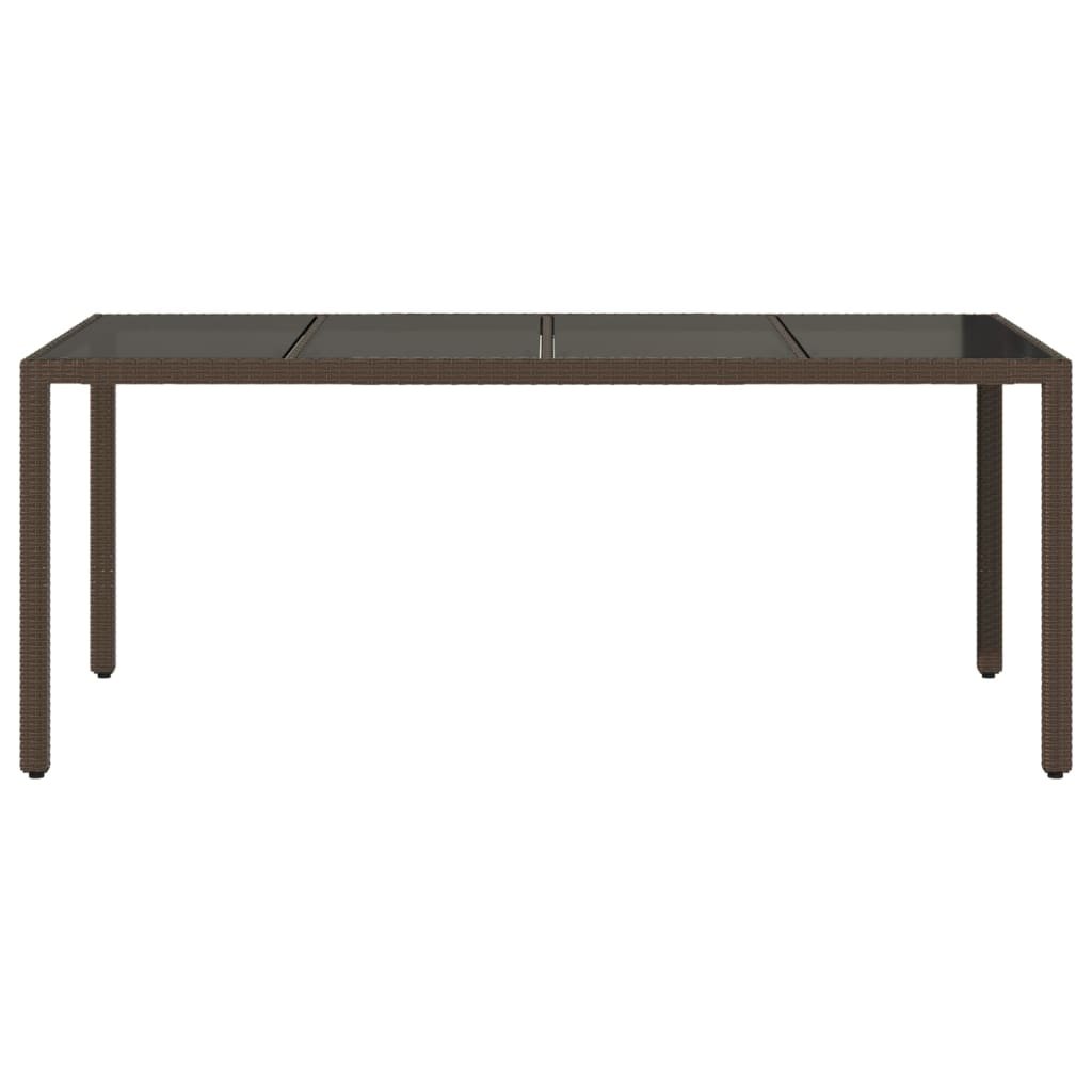 Tuintafel met glazen blad 190x90x75 cm poly rattan bruin is nu te koop bij PeponiXL, paradijselijk wonen!