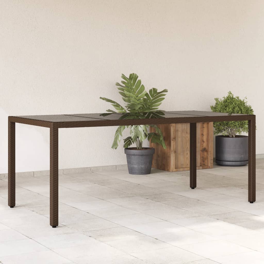 Tuintafel met glazen blad 190x90x75 cm poly rattan bruin is nu te koop bij PeponiXL, paradijselijk wonen!