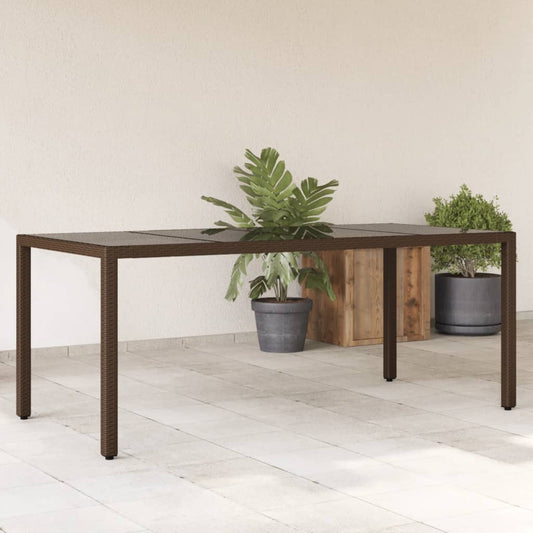 Tuintafel met glazen blad 190x90x75 cm poly rattan bruin is nu te koop bij PeponiXL, paradijselijk wonen!