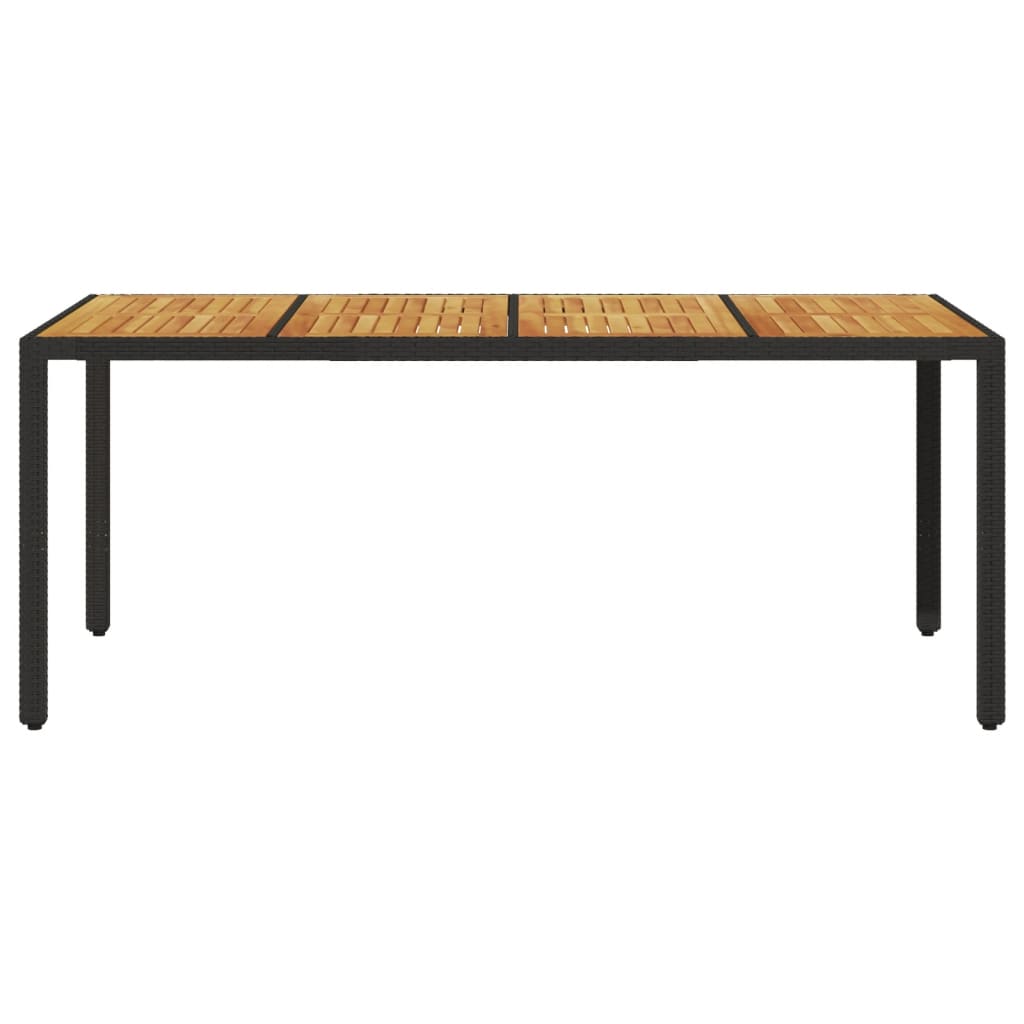 Tuintafel met acaciahouten blad 190x90x75 cm poly rattan zwart is nu te koop bij PeponiXL, paradijselijk wonen!
