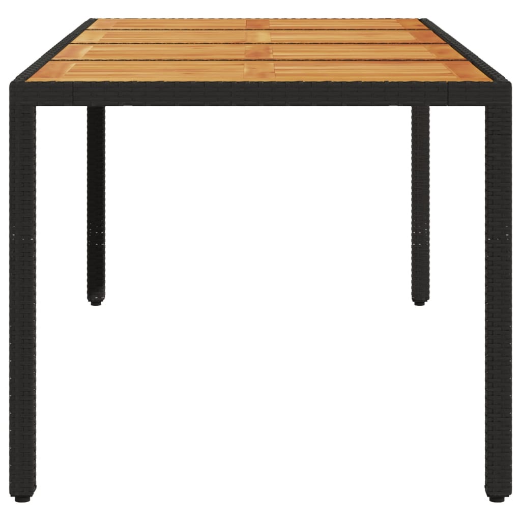 Tuintafel met acaciahouten blad 190x90x75 cm poly rattan zwart is nu te koop bij PeponiXL, paradijselijk wonen!