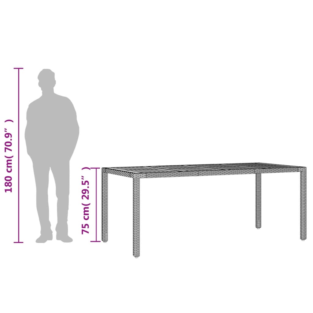 Tuintafel met acaciahouten blad 190x90x75 cm poly rattan zwart is nu te koop bij PeponiXL, paradijselijk wonen!